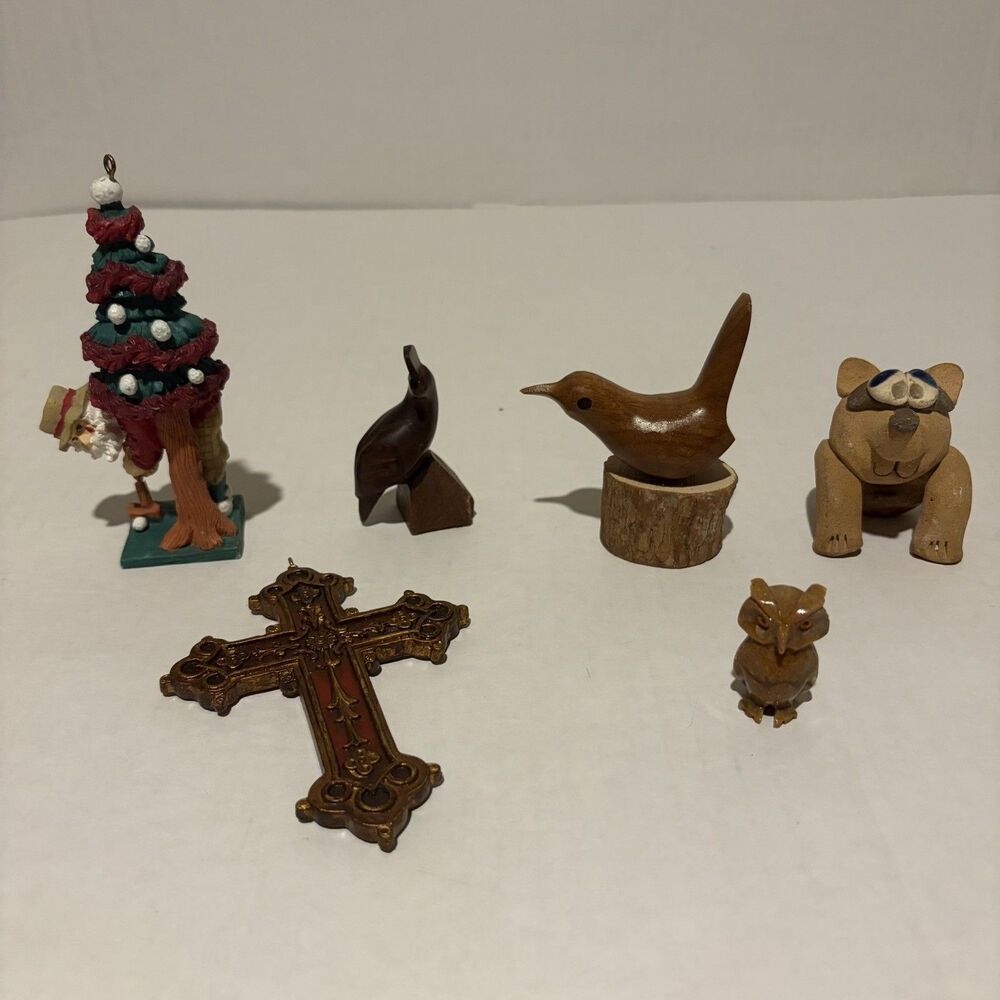 6 Pieces Random Decor Various Styles Unbranded Vintage Birds, Ornaments, Wood…